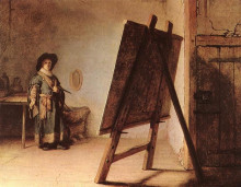 Репродукция картины "художник в мастерской" художника "рембрандт"