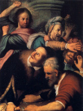 Копия картины "christ driving the moneychangers from the temple" художника "рембрандт"