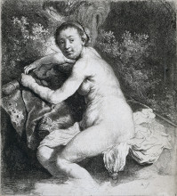 Репродукция картины "diana at the bath" художника "рембрандт"