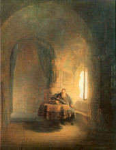 Репродукция картины "philosopher reading" художника "рембрандт"
