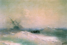 Репродукция картины "буря на море" художника "айвазовский иван"