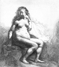 Копия картины "seated female nude" художника "рембрандт"