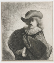 Репродукция картины "self-portrait in a soft hat and embroidered cloak" художника "рембрандт"