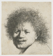 Копия картины "self-portrait with long bushy hair" художника "рембрандт"