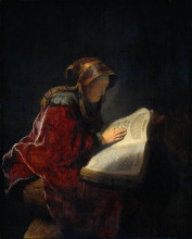 Картина "the prophetess anna (rembrandt`s mother)" художника "рембрандт"