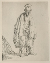 Репродукция картины "a beggar standing and leaning on a stick" художника "рембрандт"