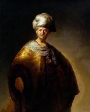 Репродукция картины "knee length figure of a man in an oriental dress" художника "рембрандт"