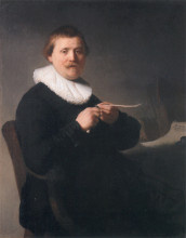 Копия картины "man sharpening a quill" художника "рембрандт"