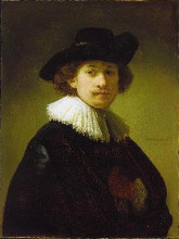 Картина "self-portrait with hat" художника "рембрандт"
