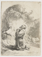 Репродукция картины "st. jerome praying" художника "рембрандт"