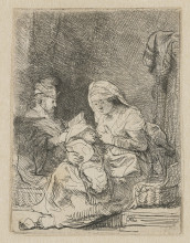 Репродукция картины "the holy family" художника "рембрандт"