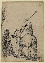 Репродукция картины "turbaned soldier on horseback" художника "рембрандт"