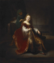 Репродукция картины "a young woman at her toilet" художника "рембрандт"