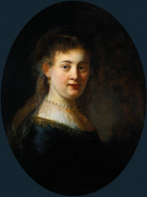 Репродукция картины "bust of young woman (probably saskia van uylenburgh)" художника "рембрандт"