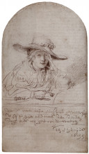 Репродукция картины "saskia in a straw hat" художника "рембрандт"