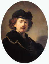 Копия картины "self-portrait with hat and gold chain" художника "рембрандт"