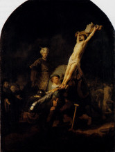 Картина "the elevation of the cross" художника "рембрандт"
