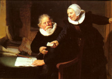 Репродукция картины "the shipbuilder and his wife" художника "рембрандт"