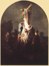 Репродукция картины "deposition from the cross" художника "рембрандт"