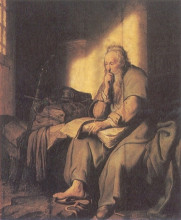 Репродукция картины "st. paul in prison" художника "рембрандт"