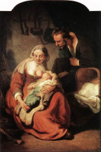 Репродукция картины "holy family" художника "рембрандт"