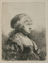 Копия картины "rembrandt`s wife with pearls in her hair" художника "рембрандт"