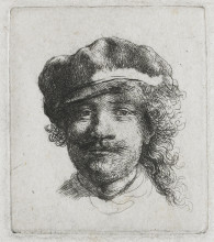 Репродукция картины "self-portrait wearing a soft cap full face, head only" художника "рембрандт"
