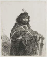 Картина "self-portrait with plumed cap and lowered sabre" художника "рембрандт"