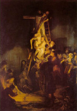 Репродукция картины "the descent from the cross" художника "рембрандт"