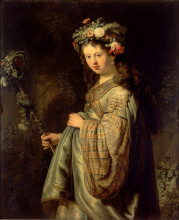 Картина "саския в образе флоры" художника "рембрандт"