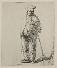 Репродукция картины "a ragged peasant with his hands behind him" художника "рембрандт"
