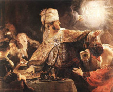Репродукция картины "пир валтасара" художника "рембрандт"