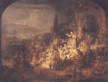 Копия картины "john the baptist preaching" художника "рембрандт"