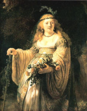 Репродукция картины "саския в образе флоры" художника "рембрандт"