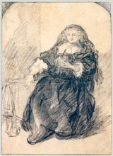 Копия картины "seated saskia with a letter in her left hand" художника "рембрандт"