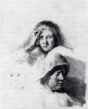 Картина "sheet of sketches with a portrait of saskia" художника "рембрандт"