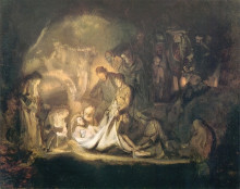 Репродукция картины "the entombment" художника "рембрандт"