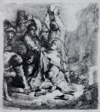 Копия картины "the stoning of st. stephen" художника "рембрандт"
