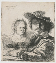 Копия картины "self-portrait with saskia" художника "рембрандт"