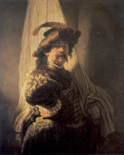 Репродукция картины "the standard bearer" художника "рембрандт"