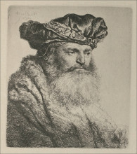 Репродукция картины "an old man, wearing a rich velvet cap" художника "рембрандт"