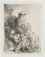Копия картины "jacob caressing benjamin" художника "рембрандт"