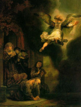 Копия картины "the archangel raphael taking leave of the tobit family" художника "рембрандт"