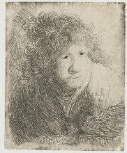 Репродукция картины "self-portrait, leaning forward, listening" художника "рембрандт"
