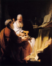 Копия картины "two old men disputing" художника "рембрандт"