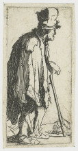 Копия картины "beggar with a crippled hand leaning on a stick" художника "рембрандт"