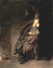 Репродукция картины "old man sleeping" художника "рембрандт"