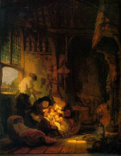 Репродукция картины "holy family" художника "рембрандт"
