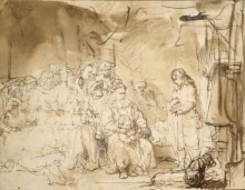 Репродукция картины "joseph recounting his dreams" художника "рембрандт"