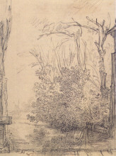 Репродукция картины "overhanging bushes in a ditch" художника "рембрандт"